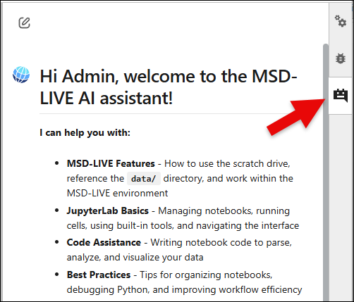 MSD-LIVE AI Assistant sidebar icon